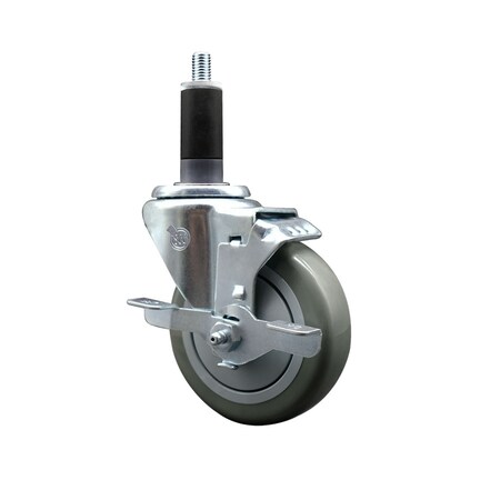 Service Caster 4'' SS Gray Poly Swivel 1-1/8'' Expanding Stem Caster with Brake SCC-SSEX20S414-PPUB-TLB-118